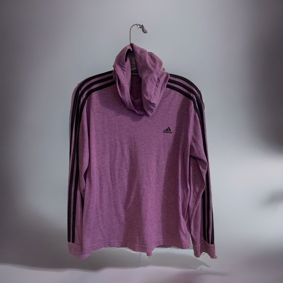 adidas Tops - Adidas Womens Shirt Climalite Hooded 3 Stripes Long Sleeve Purple Size Medium